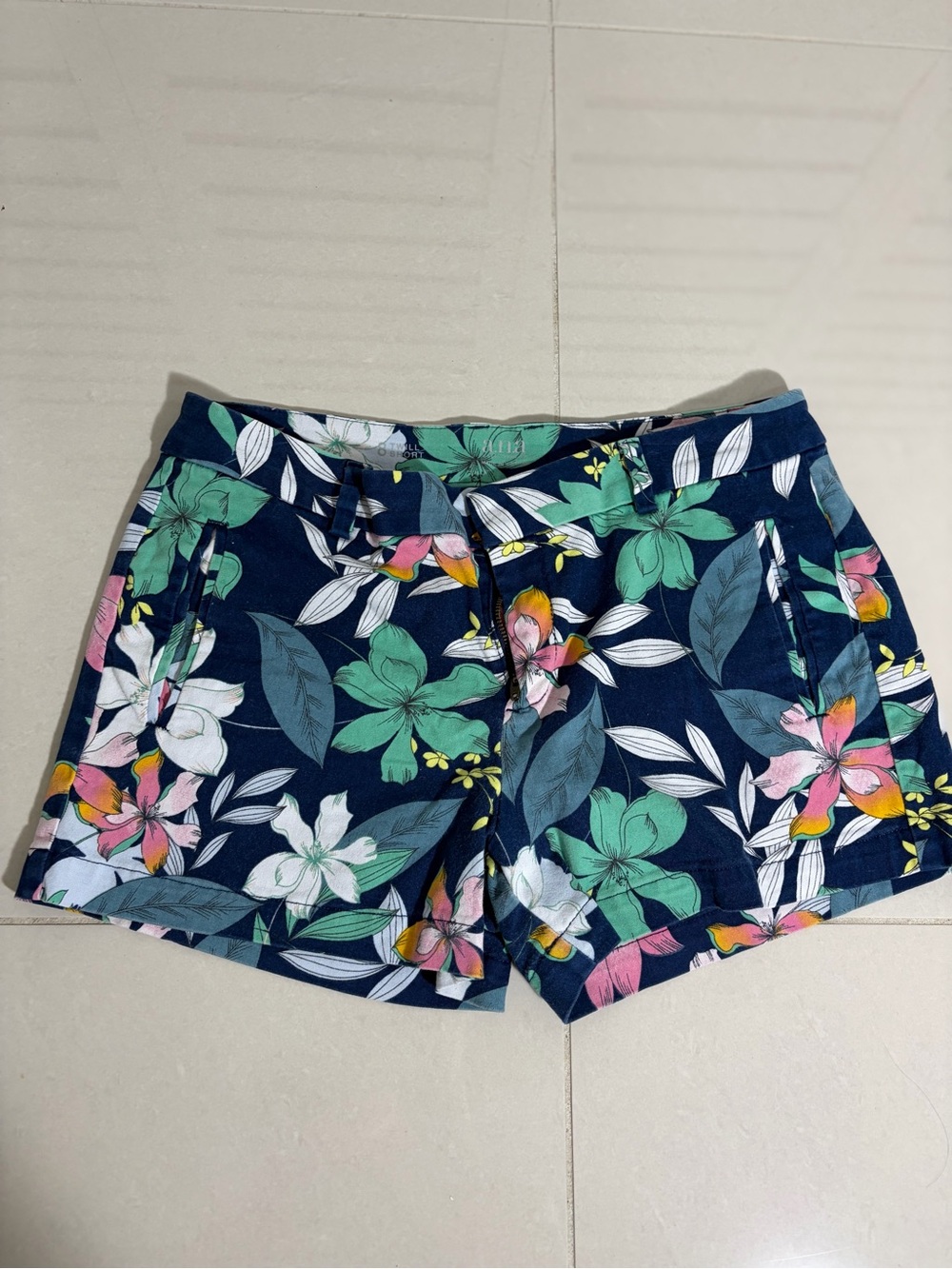 a.n.a Navy Floral Women's Cotton Blend Shorts